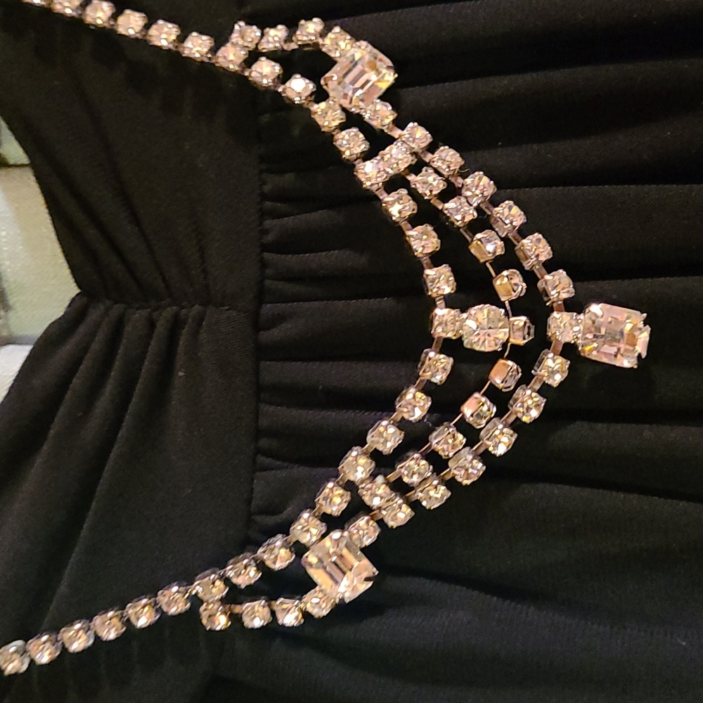 Vintage MCM Art Deco Crystal Rhinestones & Silver-tone Statement Choker Necklace